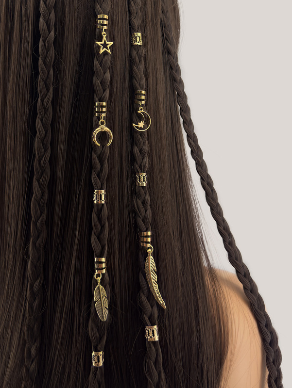 26 Pieces of Ancient-Style Feather Dreadlock Hair Rings, Xiyin Temu Fully Managed, Shein Independent Site, European and American Style Fringe Bangs