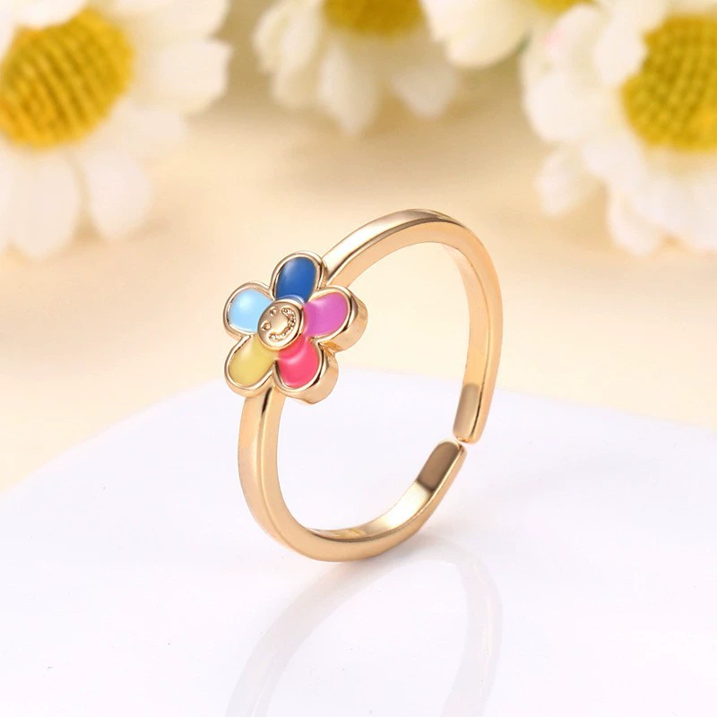 (Cross-border trading), fashionable cute sophisticated small ring, accessory, simple and elegant design, flowered