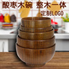 日式複古酸棗木碗木質米飯碗大號湯面碗勺兒童木頭碗家用飯館餐具