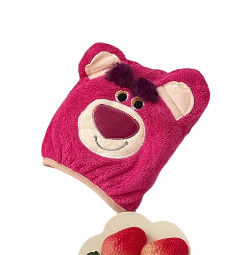 Strawberry Bear Bath Towel Large Women Wearable and Wrapable Adult Bath Skirt Long Bathrobe Water-Absorbent Quick-drying Hair Hat Three-piece Set