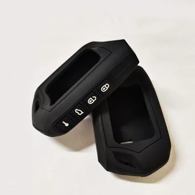 Suitable for Russian Alarm Silicone Car Key Cover Silicone Key Bag Ready for Wholesale Large Quantity (Car key bag) - black