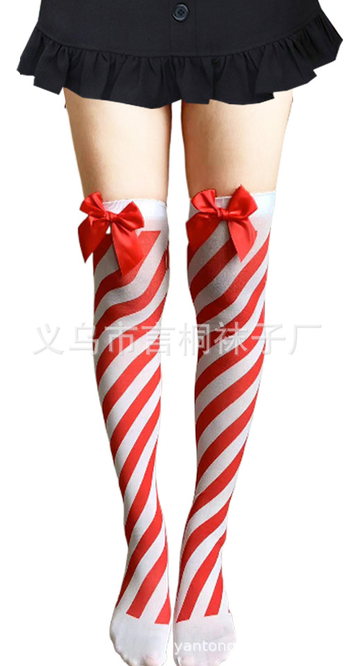 Medias de Navidad fabricantes transfronterizos en stock Medias de Halloween vacaciones vestir ropa accesorios rayas sobre la rodilla Calcetines