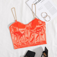 歐美跨境外貿女裝鏈條吊帶純色吊帶背心緊身女打底吊帶背心