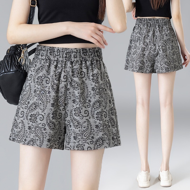 Summer Thin Paisley Casual Shorts for Women 2026 New Printed Loose A-Line Cotton Wide-Leg Hot Pants Summer Thin Paisley Casual Shorts for Women 2026 New Printed Loose A-Line Cotton Wide-Leg Hot Pants