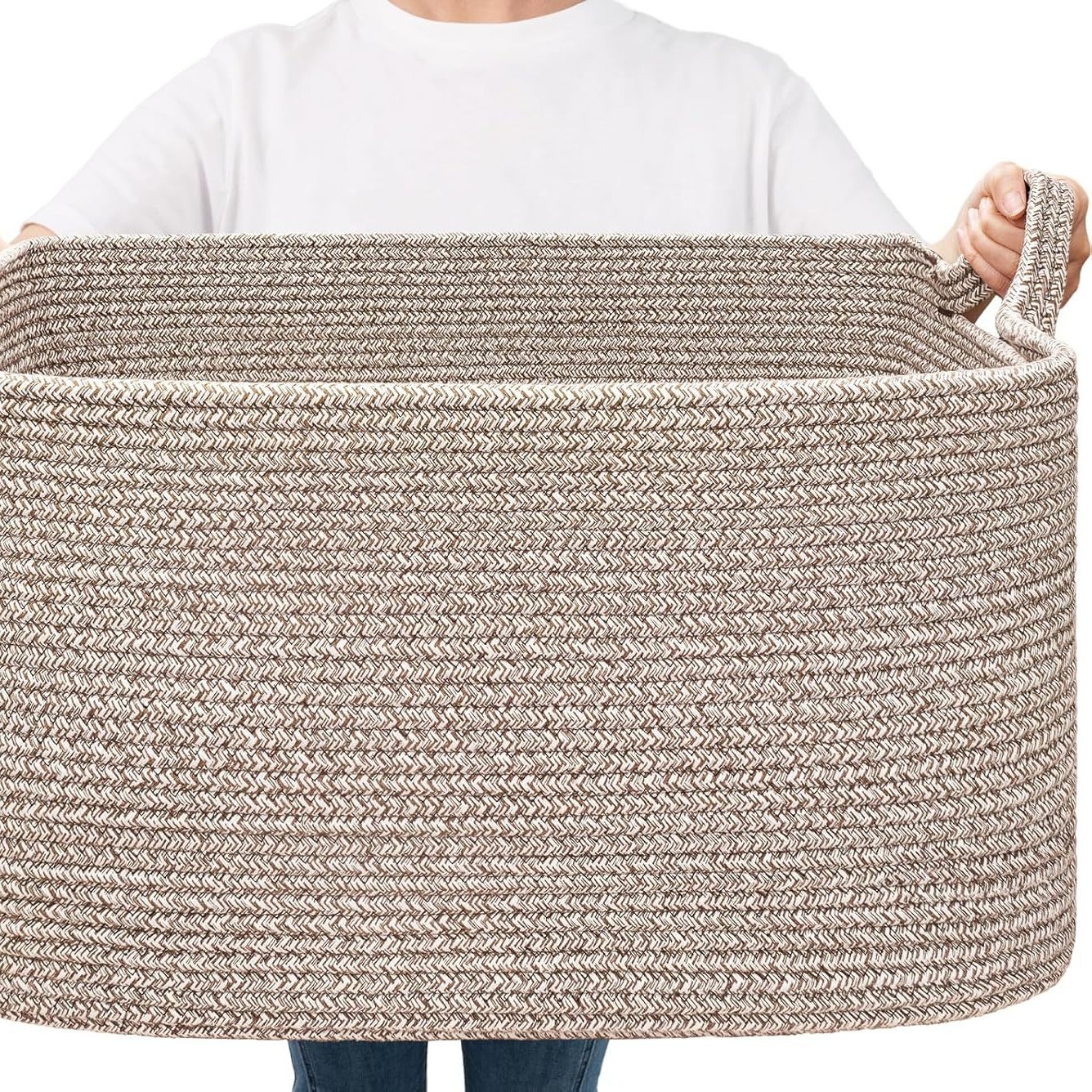 Fábrica directa gran tela de algodón trenzada canasta de ropa sucia canasta de almacenamiento de juguetes armario de dormitorio canasta de almacenamiento plegable