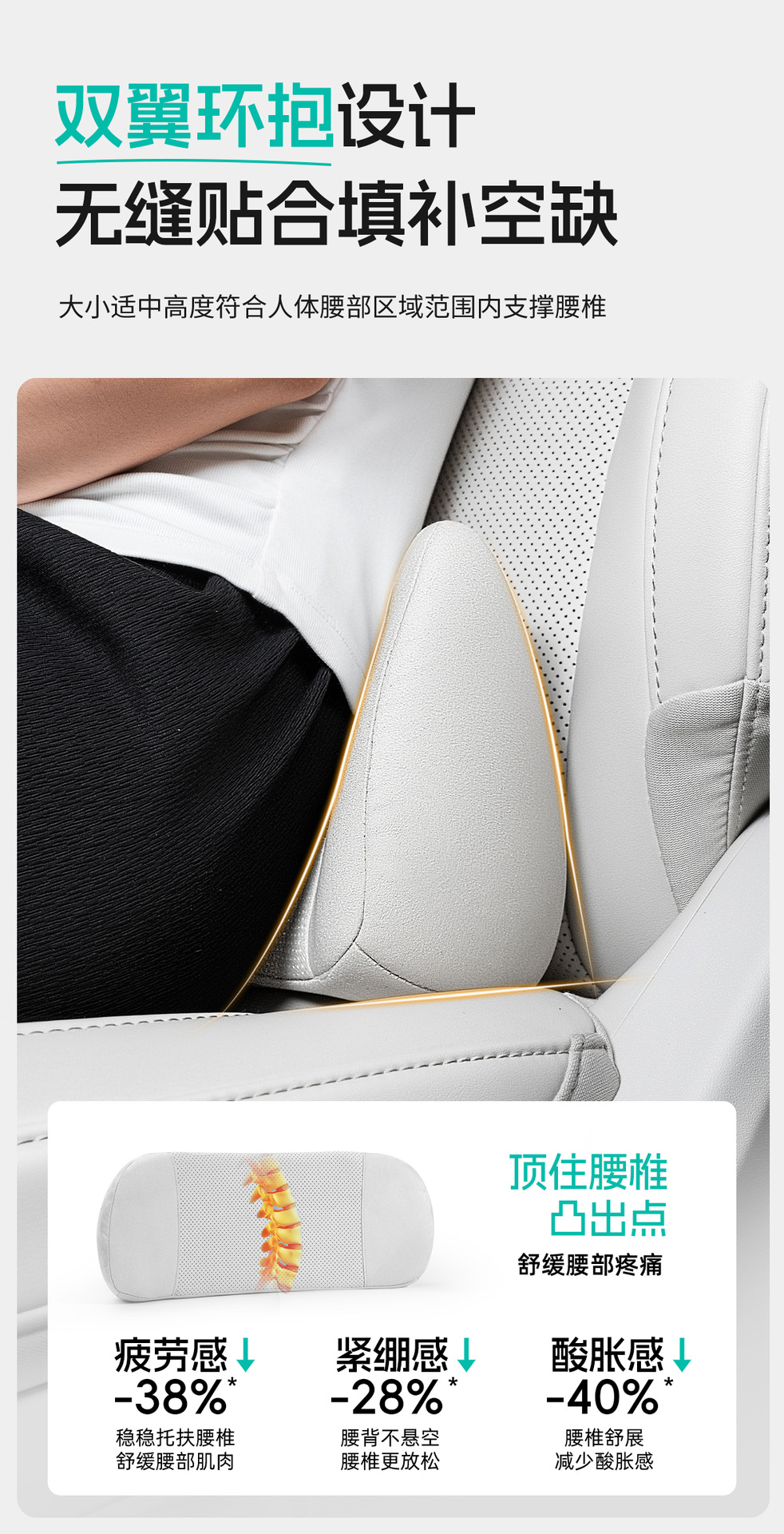 New cross-border car headrest and lumbar support set, DuPont bio-cotton car seat backrest lumbar cushion, waist and neck support pillow