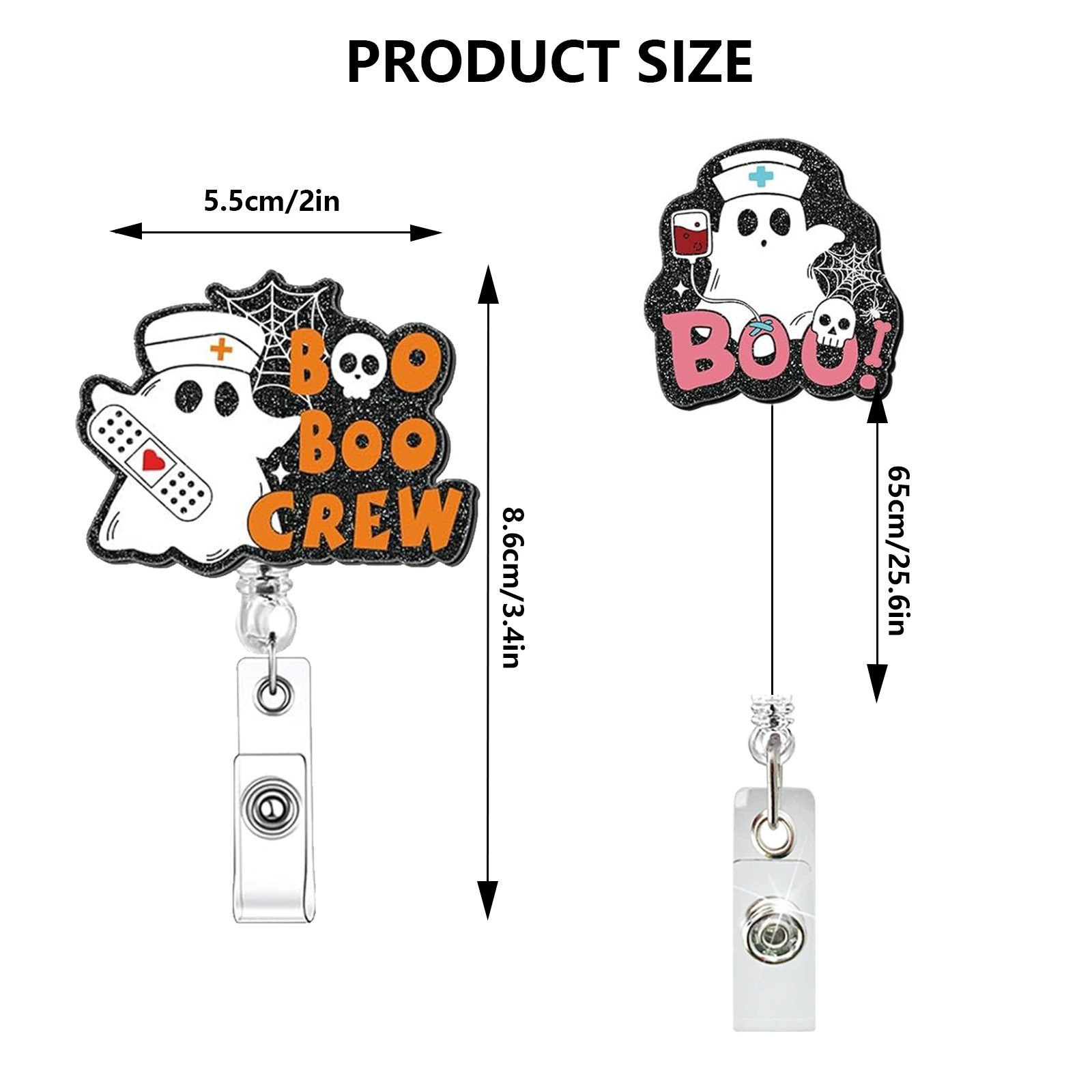 Глобальная Halloween медицинский призрак акриловый блестящий retractable легкое вытягивание пряжка тканевый нашивка вращающаяся легкая вытягивающаяся пряжка держатель бейджей