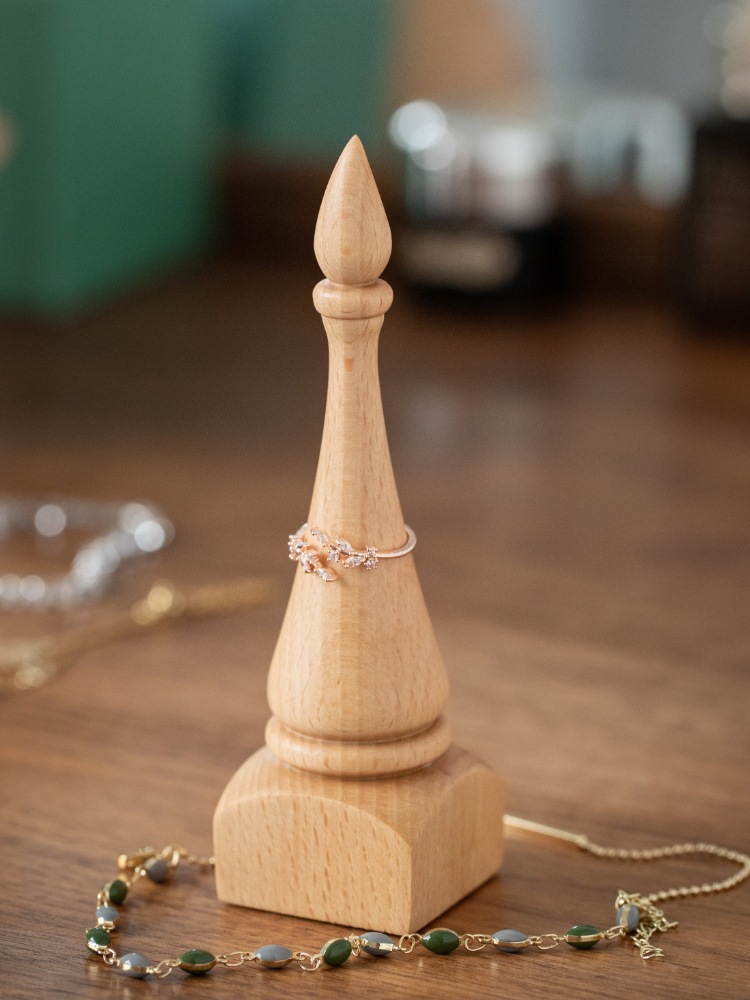 Wooden Antique Jewelry Stand Solid Wood Cone Ring Holder Necklace Display Display Stand Bracelet Jewelry Storage Rack
