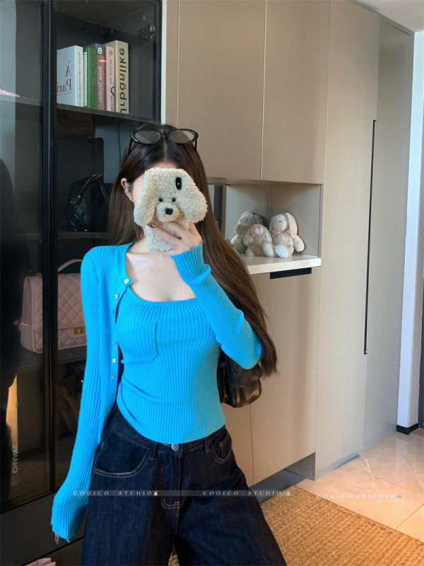 纯欲设计感防晒套装女秋季2025新款长袖针织开衫吊带背心两件套潮|undefined
