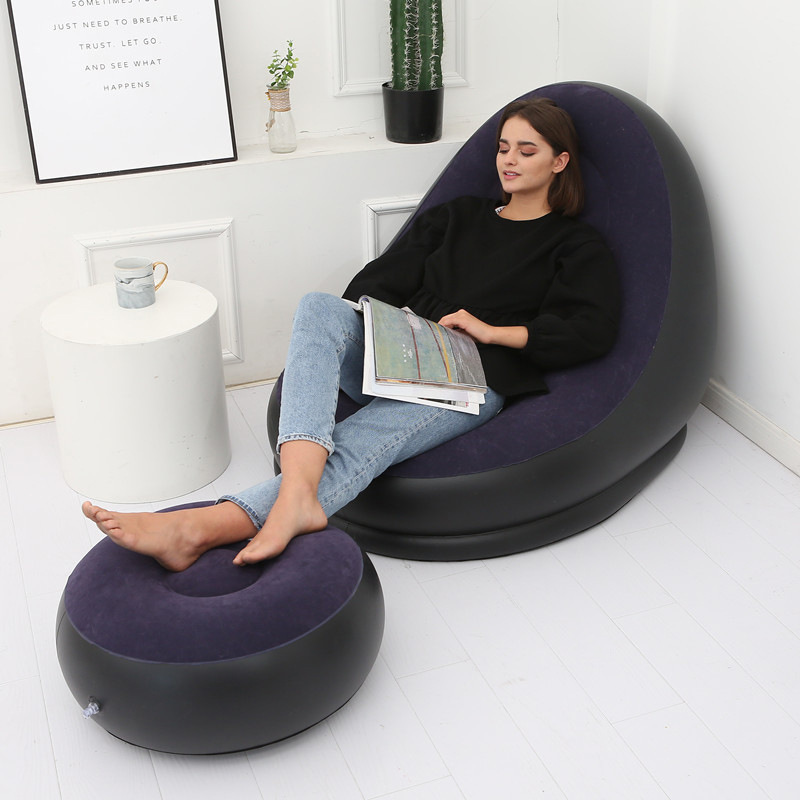 Sofá inflable perezoso grueso a través del espejo, sillón reclinable plegable, sofá exterior con combinación de pedal, sofá flocado