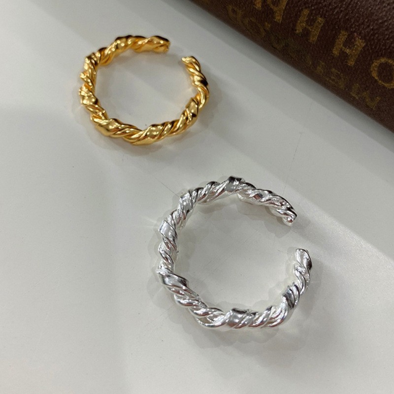 日韩版缠绕开口戒指女INS镀金色复古指环网红冷淡风麻花介子饰品