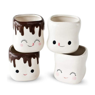 �¿�4PCS�մɱ����޻����R�˱��ӿ��ȱ�Marshmallow ceramic mug