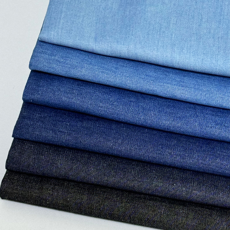 現物全綿平織り無弾32x32デニム生地水洗い純綿服装手袋靴帽デニム生地