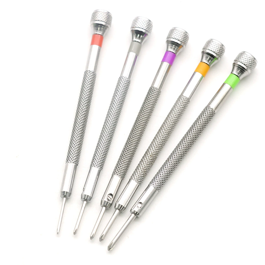 Precision Magnetic Screwdriver Set, 12-Piece Color-Coded Tips, Round & Cross 0.6–2.0 mm