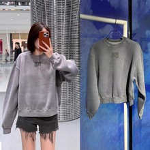 大王男女同款休闲运动字母水洗卫衣2025秋季新款宽松圆领长袖上衣