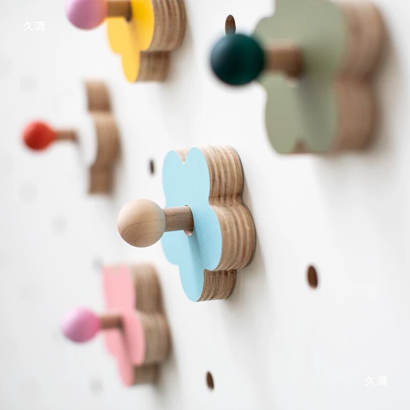 Solid Wood Perforated Board Accessories Storage Rack Hooks Cloud Matchstick Wooden Stick Shelf Partition Shoe Rack
