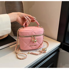 手提小包包女春夏2024新款菱格鏈條包高級感洋氣斜挎包小方包