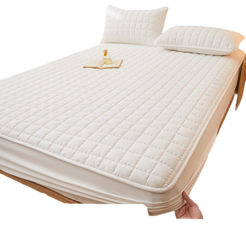 2025春夏新作曲線格綿防水シングルベッド笠ベッド笠新型A類原綿防水綿ベッド笠