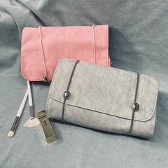 Ins-style travel detachable four-in-one makeup bag, portable PU leather waterproof foldable cosmetic storage and toiletries bag