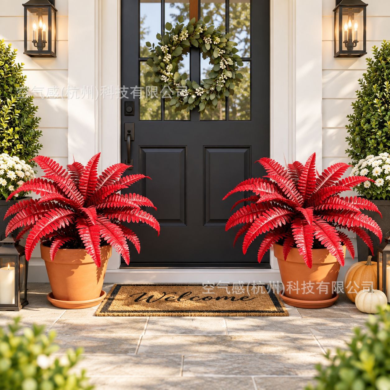 Cross-border artificial fern greenery, 18-branch autumn-colored Persian fern for landscaping and decoration, artificial fern plant wall greenery