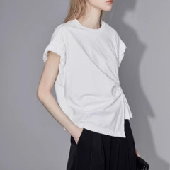 ELLE フレンチデザインワイドショルダーノースリーブ Tシャツレディース 2025 夏新作ハイエンド通勤スタイルスリムトップ