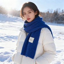 2025秋冬季加厚保暖围脖克莱因蓝显白韩国绝绝子针织围巾跨境代发