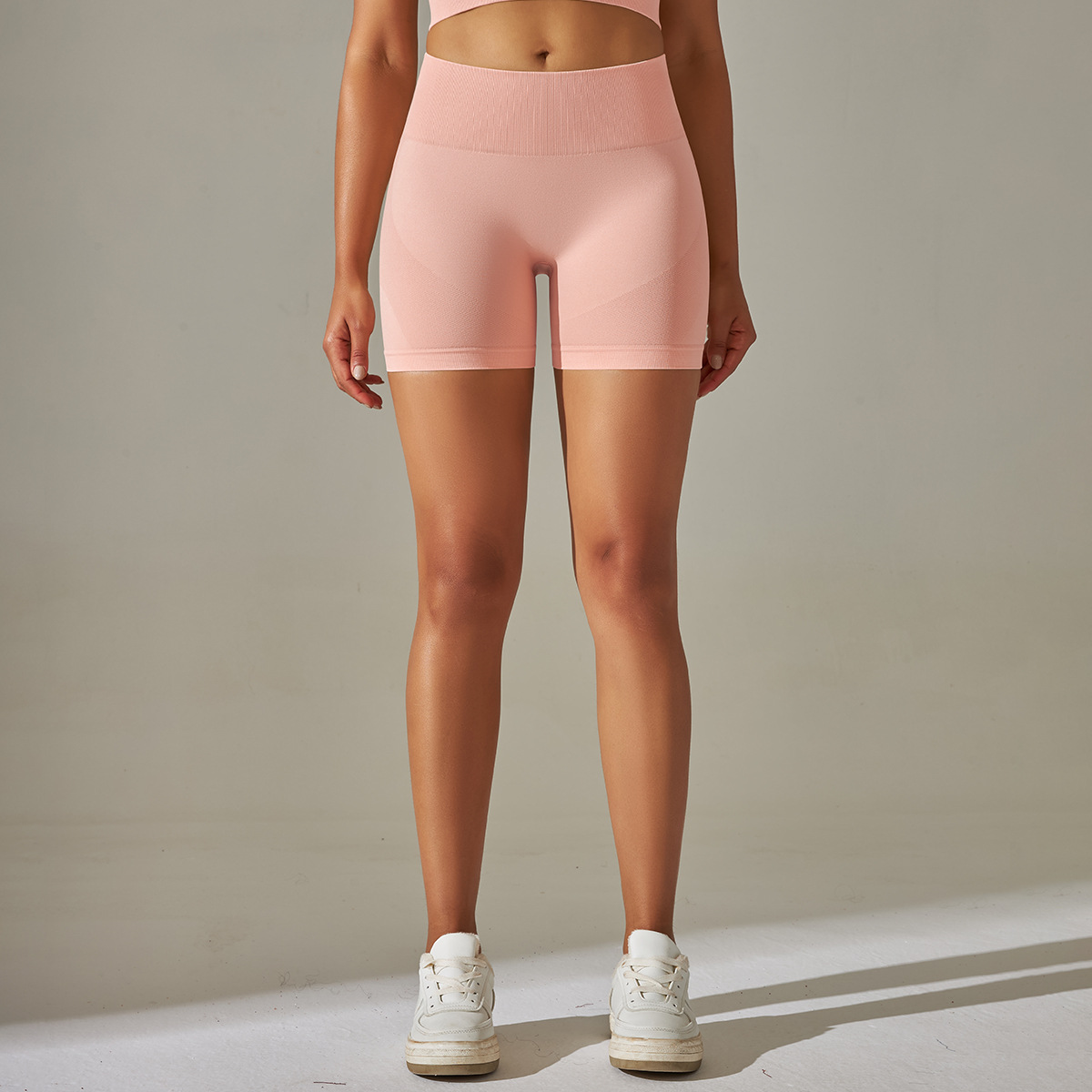 Pantaloni de yoga uni, tricotați fără cusături, culoare piersică, pentru ridicarea feselor și strângerea abdomenului, cu talie înaltă, pentru sport, alergare, fitness_voghion.com
