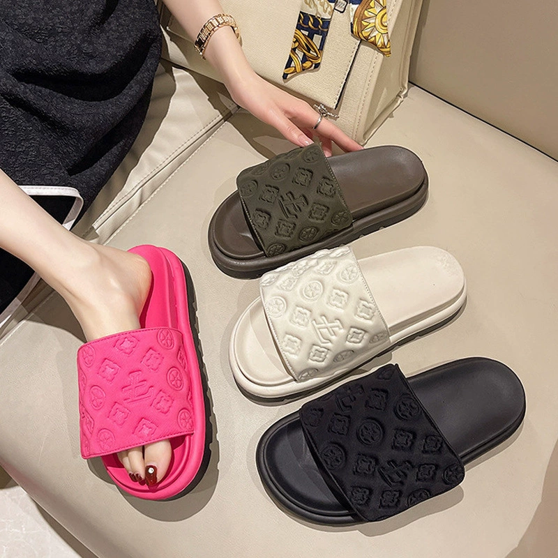 Липучка тапочки женская летняя одежда 2024 новый сетчатый красный европейский и американский фасон с толстым дном