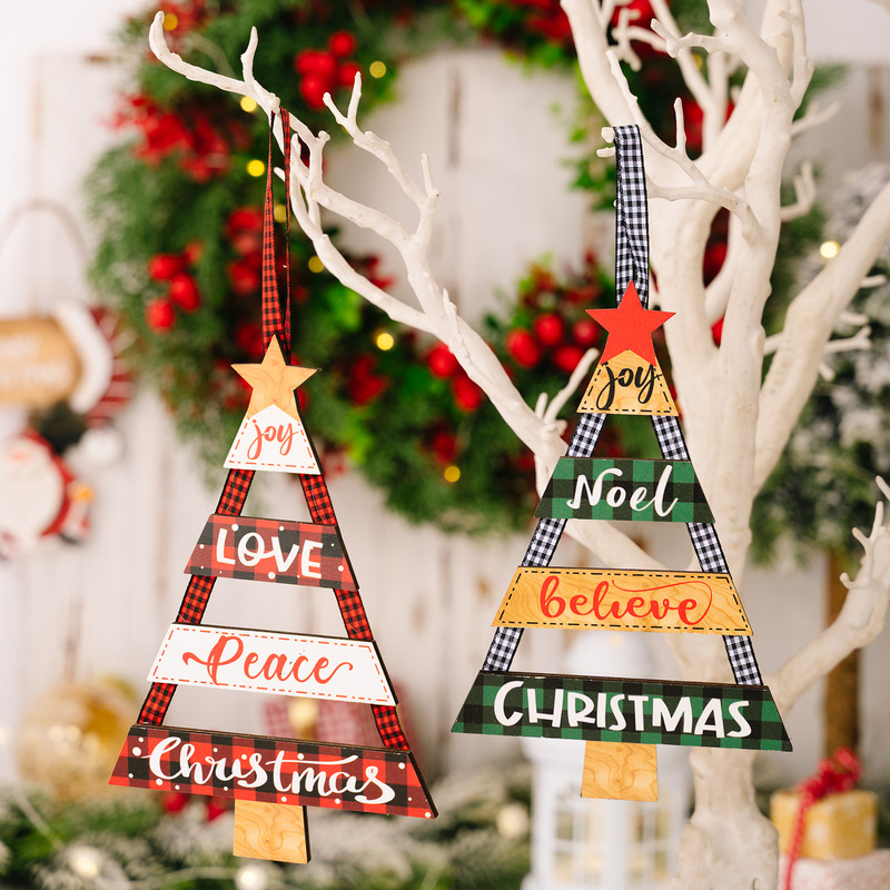 跨境圣诞节挂件 木质工艺品挂牌派对场景布置装饰品christmas挂件|undefined