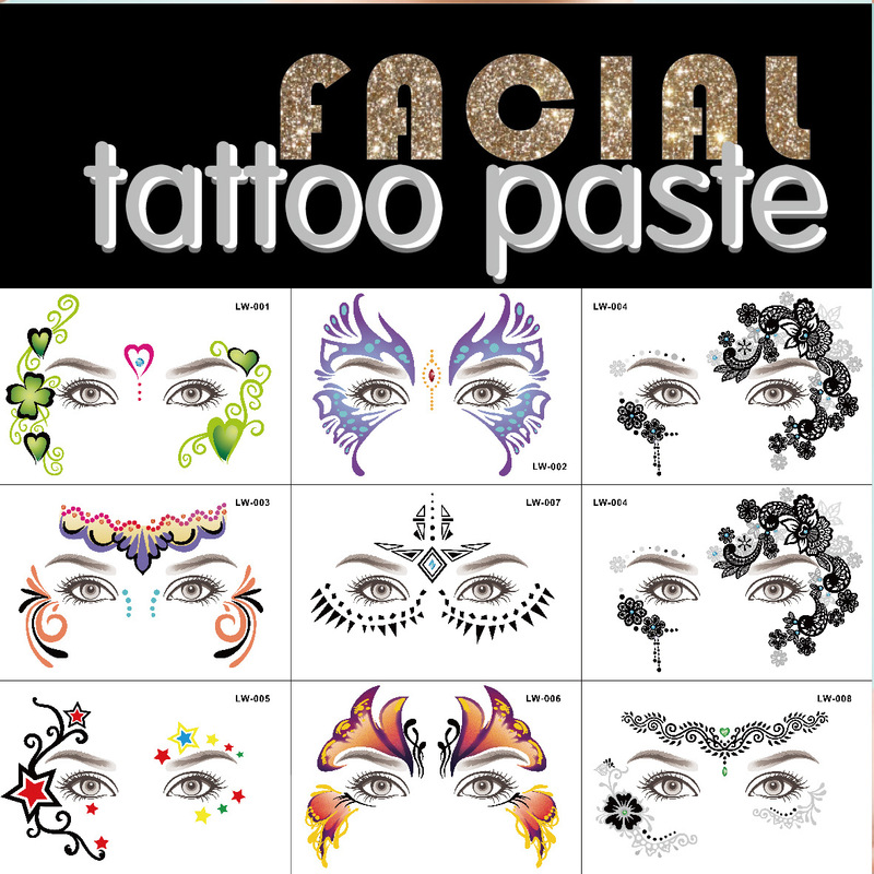 Foreign Trade Halloween Face Stickers for Eyebrows and Eyes Temporary Tattoo Stickers Makeup Face Facial Dress up Tattoo Stickers Waterproof