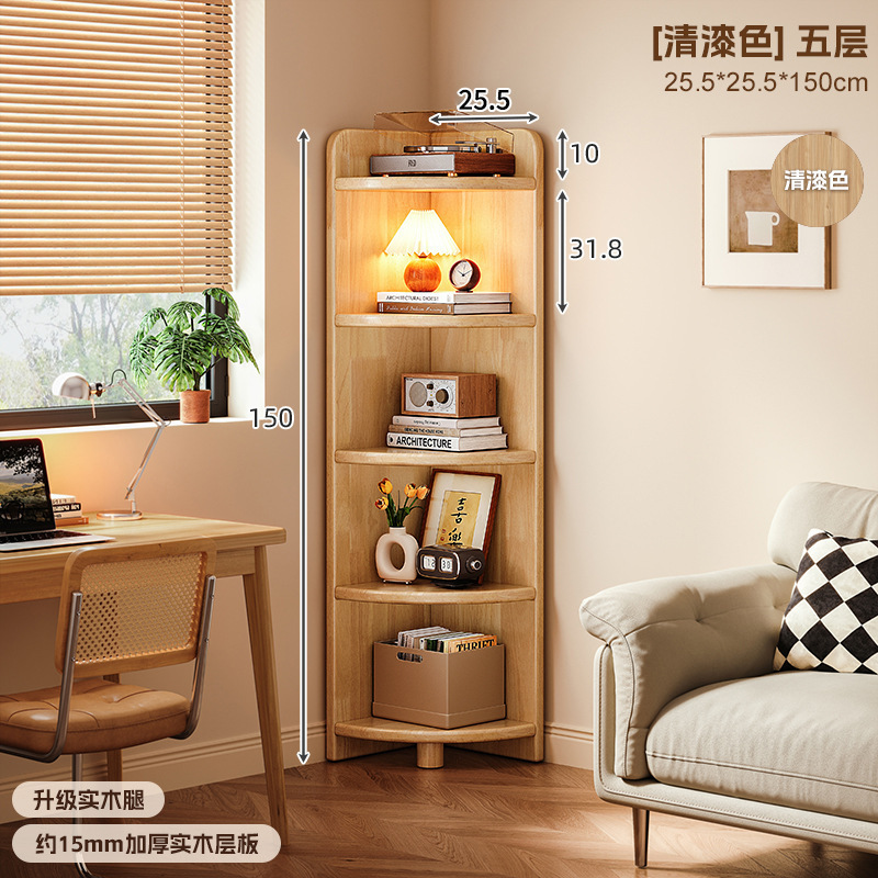 Estante de esquina de madera sólida estante de esquina contra la pared armario estrecho triángulo armario de almacenamiento doméstico estante de esquina en forma de ventilador