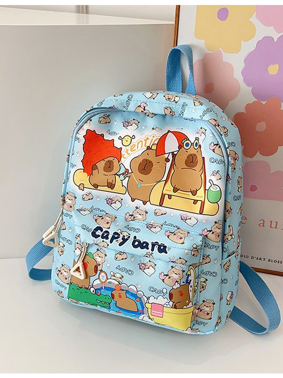 Nueva mochila de gran capacidad dibujos animados encantador impresión de estudiantes de primaria y secundaria reducción de presión de la espalda ocio versátil doble espalda