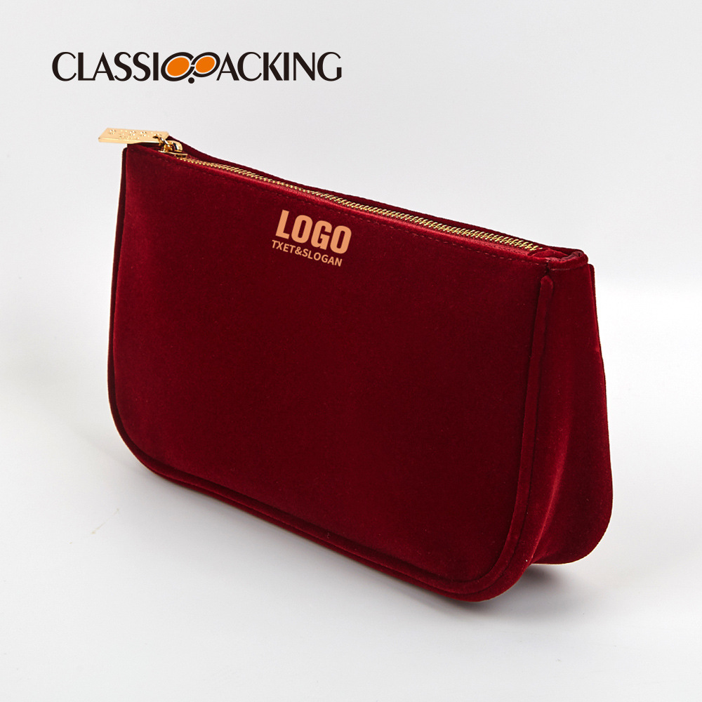 Venta al por mayor de fábrica de franela bolsa de cosméticos cena bolsa de almacenamiento de maquillaje de mano bolsa de almacenamiento de cremallera de gran capacidad LOGO se puede agregar