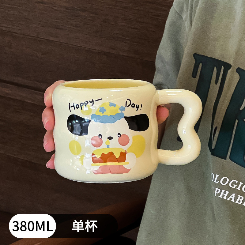 ミルクfufuセラミックマグカップ蓋付きスプーン付き女の子誕生日プレゼント|undefined
