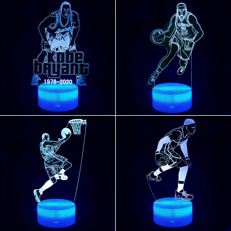 Cross-border exclusive for NBA players Jordan Kobe James series 3D night light creative LED colorful visual desk lamp
