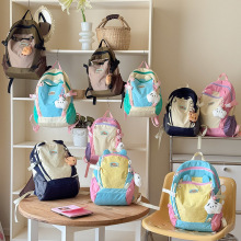 韩版时尚撞色男女童双肩包轻便大容量小学生书包新款跨境儿童背包