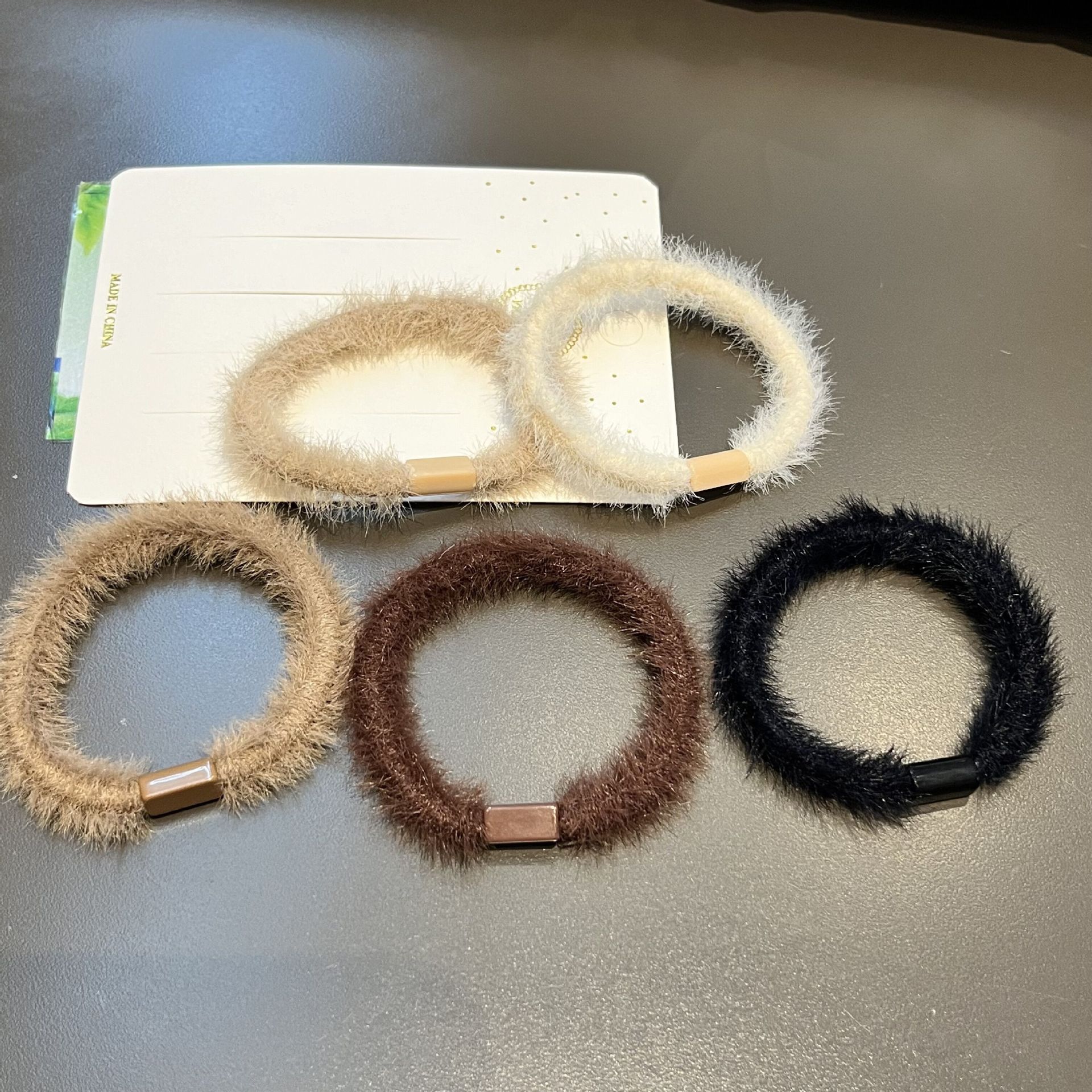 milk brown Mao Mao Hair Rope Simple DIY Handmade Material High Elastic Durable Headwear Autumn and Winter New Mori Style Hair Rope