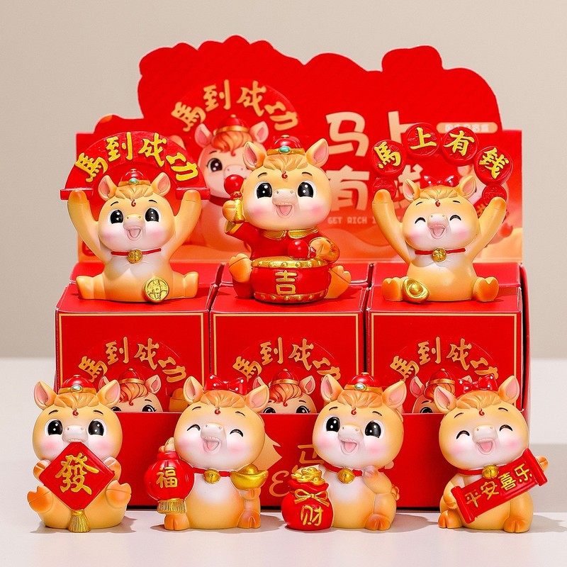 动物水晶盲盒摆件新款创意可爱猫猫好运办公室礼物卡通树脂公仔新|undefined