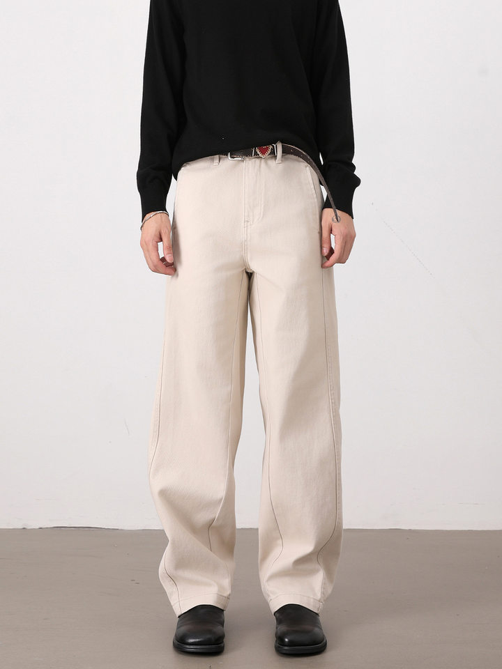 Quần jeans nam ống đứng dáng rộng phong cách Mỹ retro cơ bản — Màu be, Màu kaki, Màu nâu cà phê, màu đen
