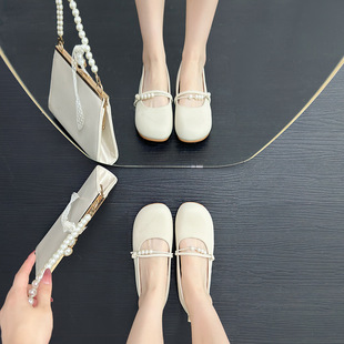 2025 New Shallow Mouth Flat Shoes Korean Style Mary Jane Flat Shoes Women's Casual Granny Shoes