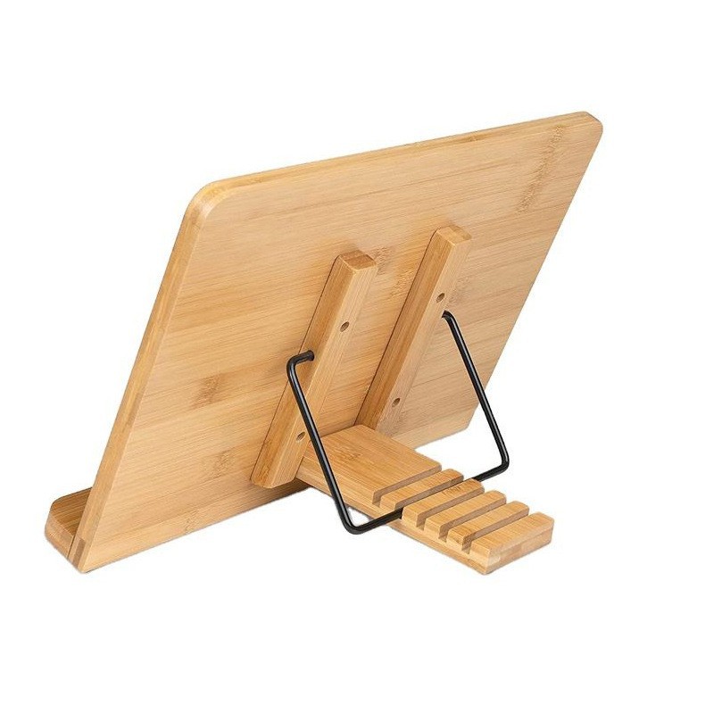 Estante de lectura de bambú ajustable de libro de carteles de lectura de libros de soporte para perezoso soporte de protección de cuello para niños pintura de bambú y madera