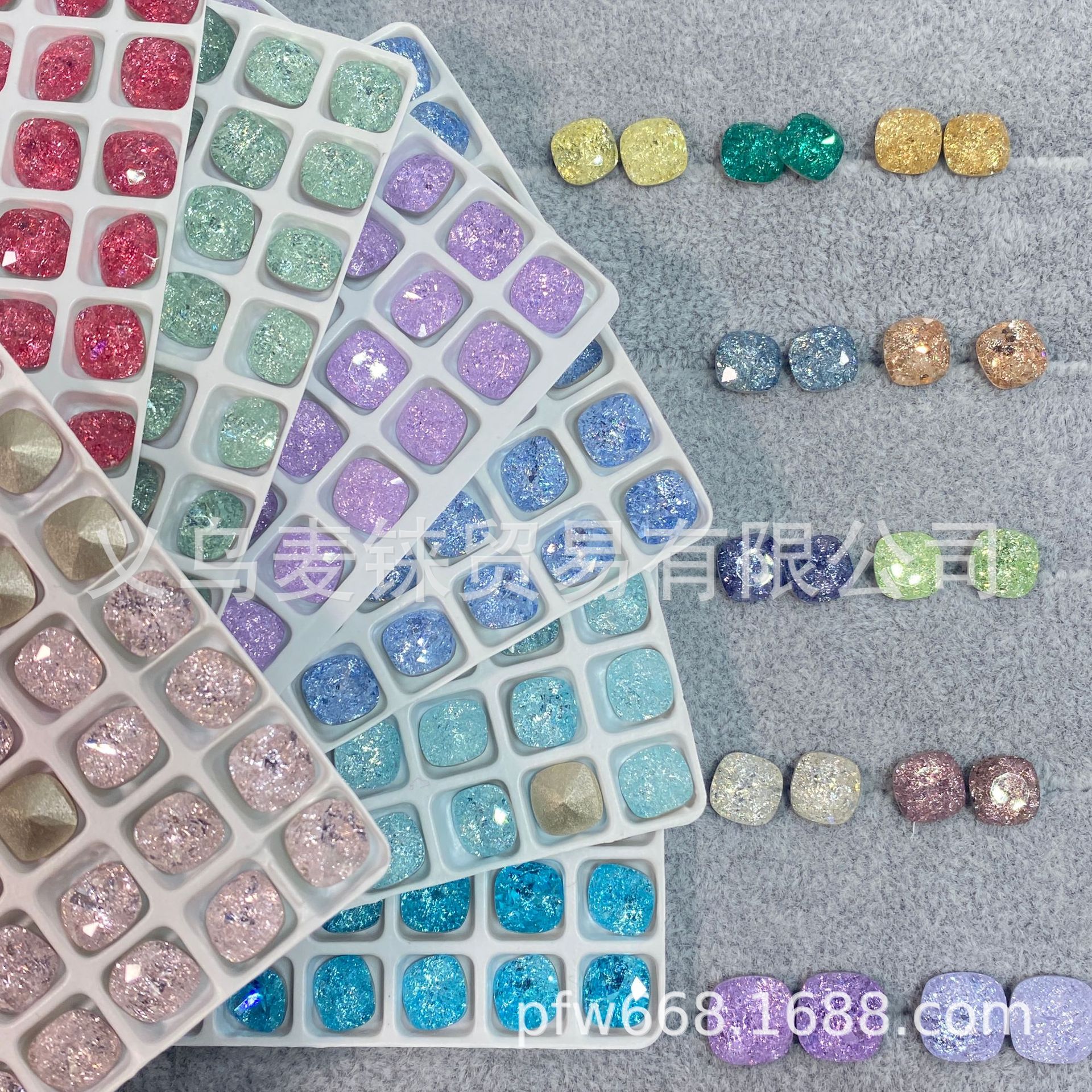 网红耳骨钉玻璃水晶K9美甲饰品肥方冰花钻超闪指甲服饰扣子配件