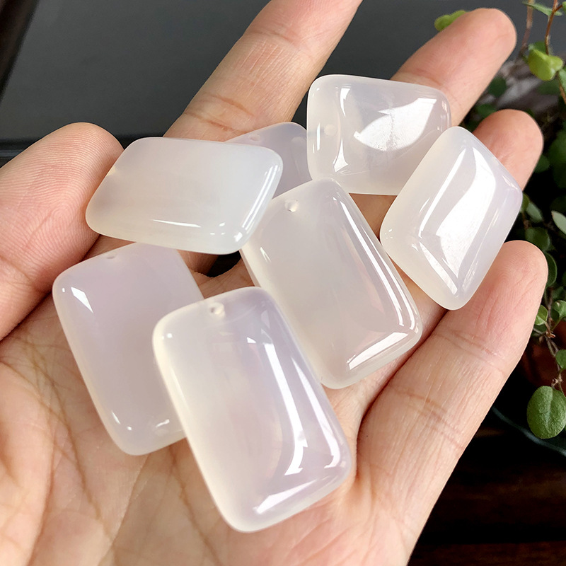 Natural ice through white chalcedony peace no matter brand pendant wholesale white agate bread brand pendant small brand jade pendant