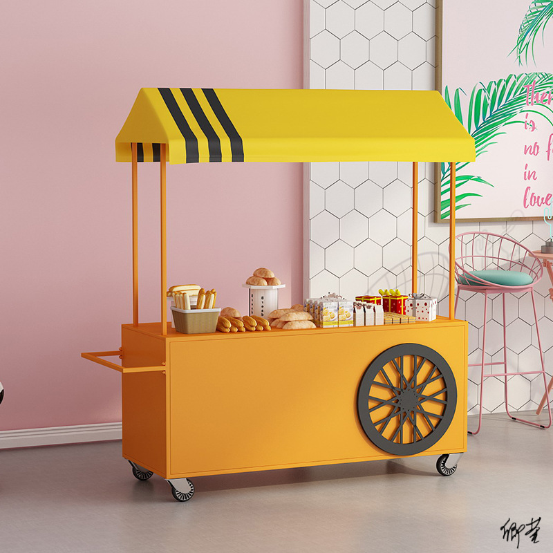 摆摊花束推车商场餐车地摊小推车夜市促销车户外位车流动餐车卖花