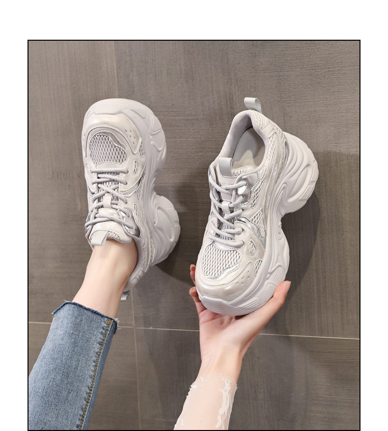 Giày sneaker nữ đế dày lưới thoáng khí HY5166 — màu be chi tiết 14