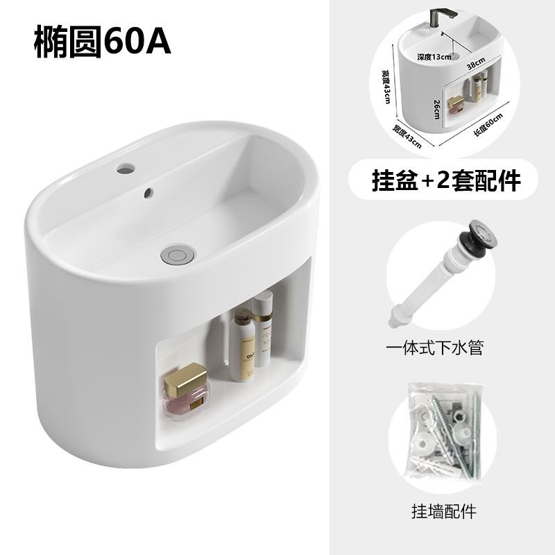 Crema de viento colgante tipo pared lavabo cerámico elíptico lavabo