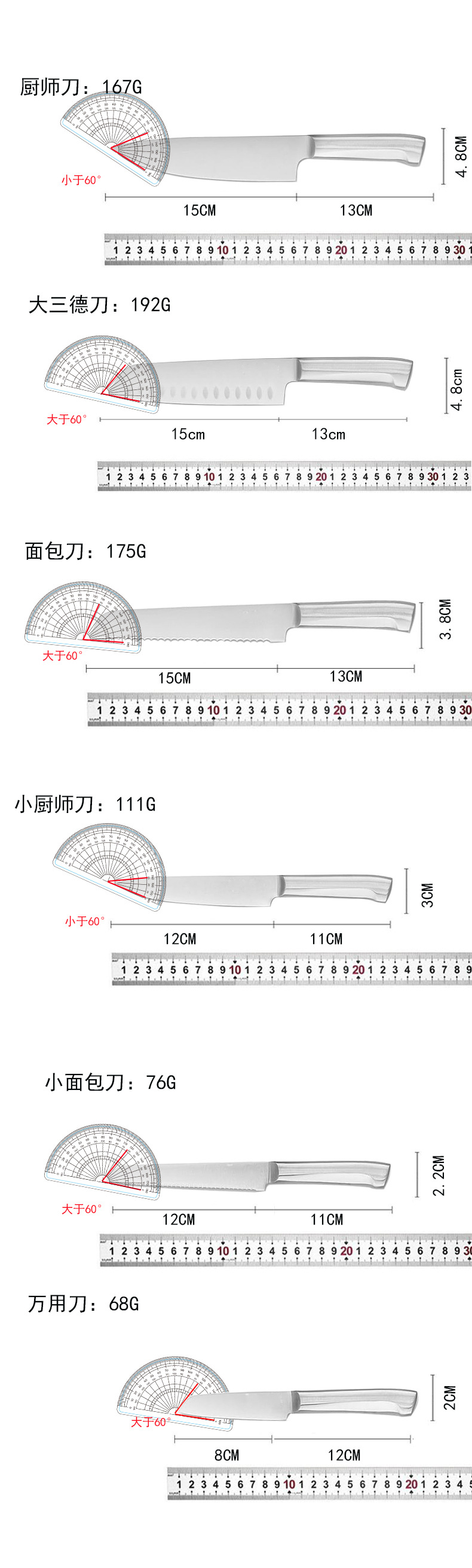 Cross-border Western Chef Knife Kitchen Knife Set Household Vegetable Knife Stainless Steel Slicing Knife Manufacturer