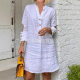 2025 Europe and America Cross-border Foreign Trade Spring New Summer Long Dress Casual Loose V-neck Short-sleeved Printed Casual Clothes