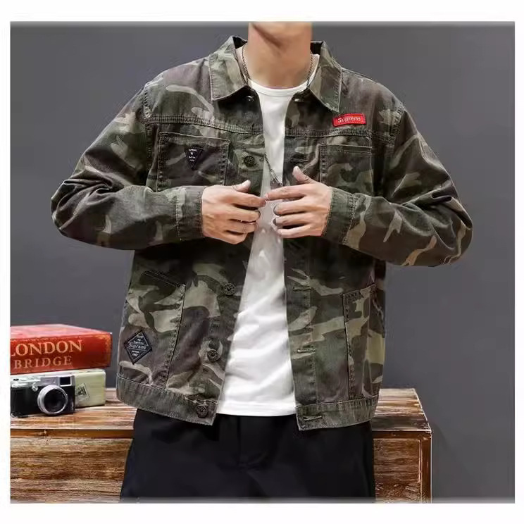 Camouflage Jacket Men's Spring and Autumn Thin Aviator Sports Jacket Fashionable Functional Baseball Suit Denim Men's Jacket