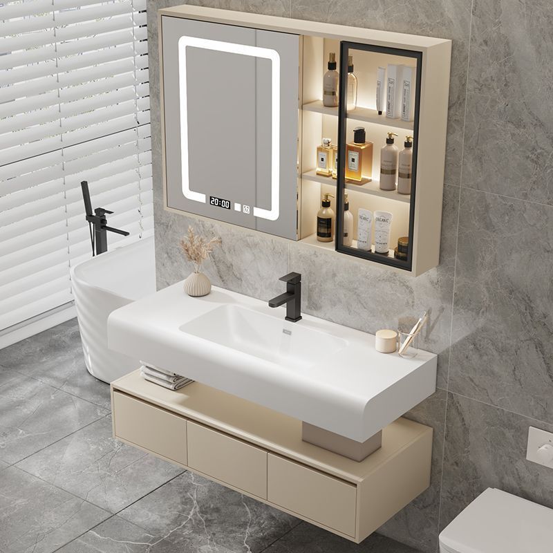 Bathroom Corian Skin-Feel Washbasin Cabinet Combination Washbasin Bathroom Cabinet Ceramic Integrated Basin Double-Layer Bathroom Cabinet